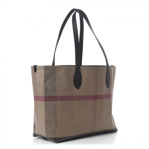 NWT BURBERRY REVERSIBLE TRIMMED CHECKED COTTON CANVAS SHOULDER MULTICOLOURED TOT - Picture 1 of 10